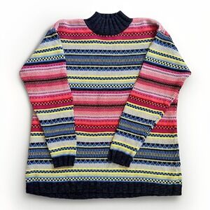 Westbound Casual Womens XL Fair Isle Striped Mock Neck Sweater Multi-Color Knit